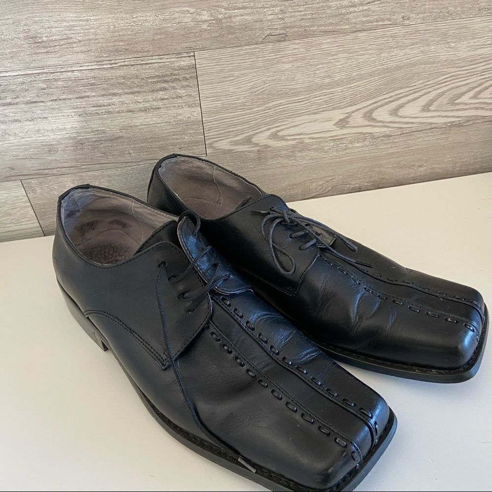 Roberto Rossi Italian Genuine Leather Square Toe Lace Up Dress Shoes Size 10.5M
